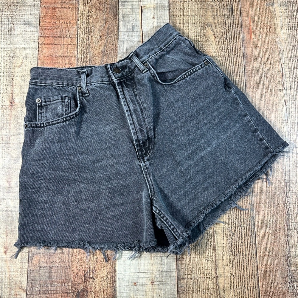 BDG Urban Outfitters Black Denim Skater Baggy High Rise Cutoff Shorts Size 28